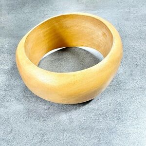 Natural Wide Wood Wave Bangle Bracelet